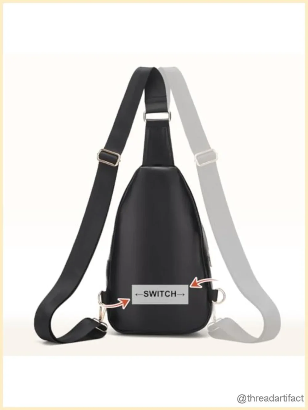 Leather Sling Bag Crossbody Backpack Multi-Pocket Casual Daypack for Travel